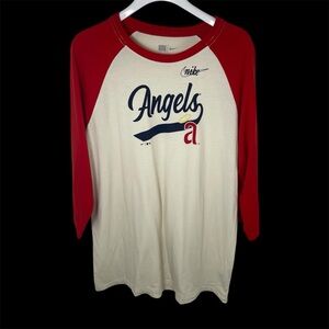 Red and White Angels‎ Raglan Baseball Tee, L